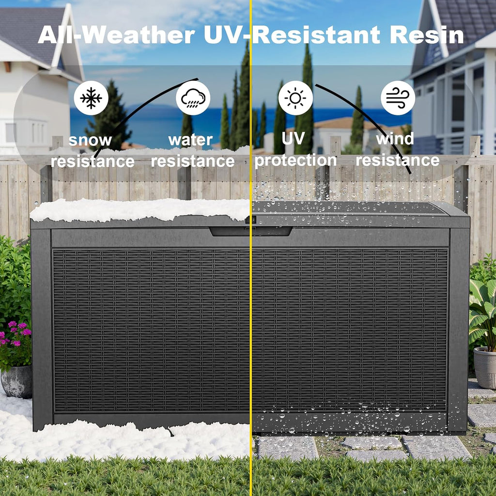 PatioZen Black 100 Gallon Resin Deck Box