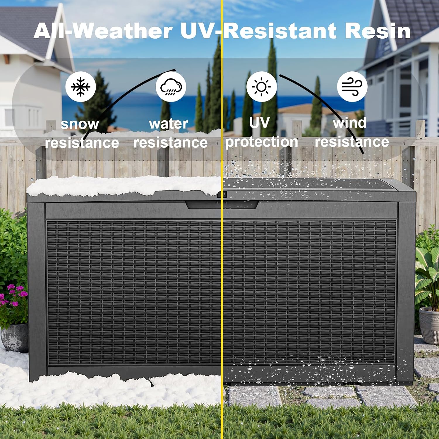 PatioZen Black 100 Gallon Resin Deck Box