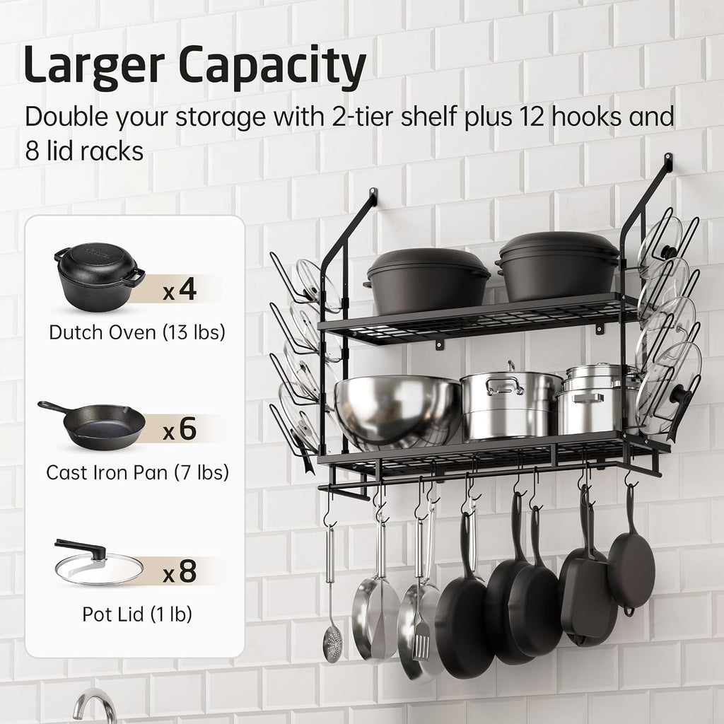 30" 2-Tier Wall Mount Pot Rack