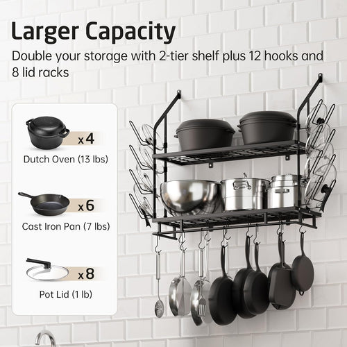30" 2-Tier Wall Mount Pot Rack