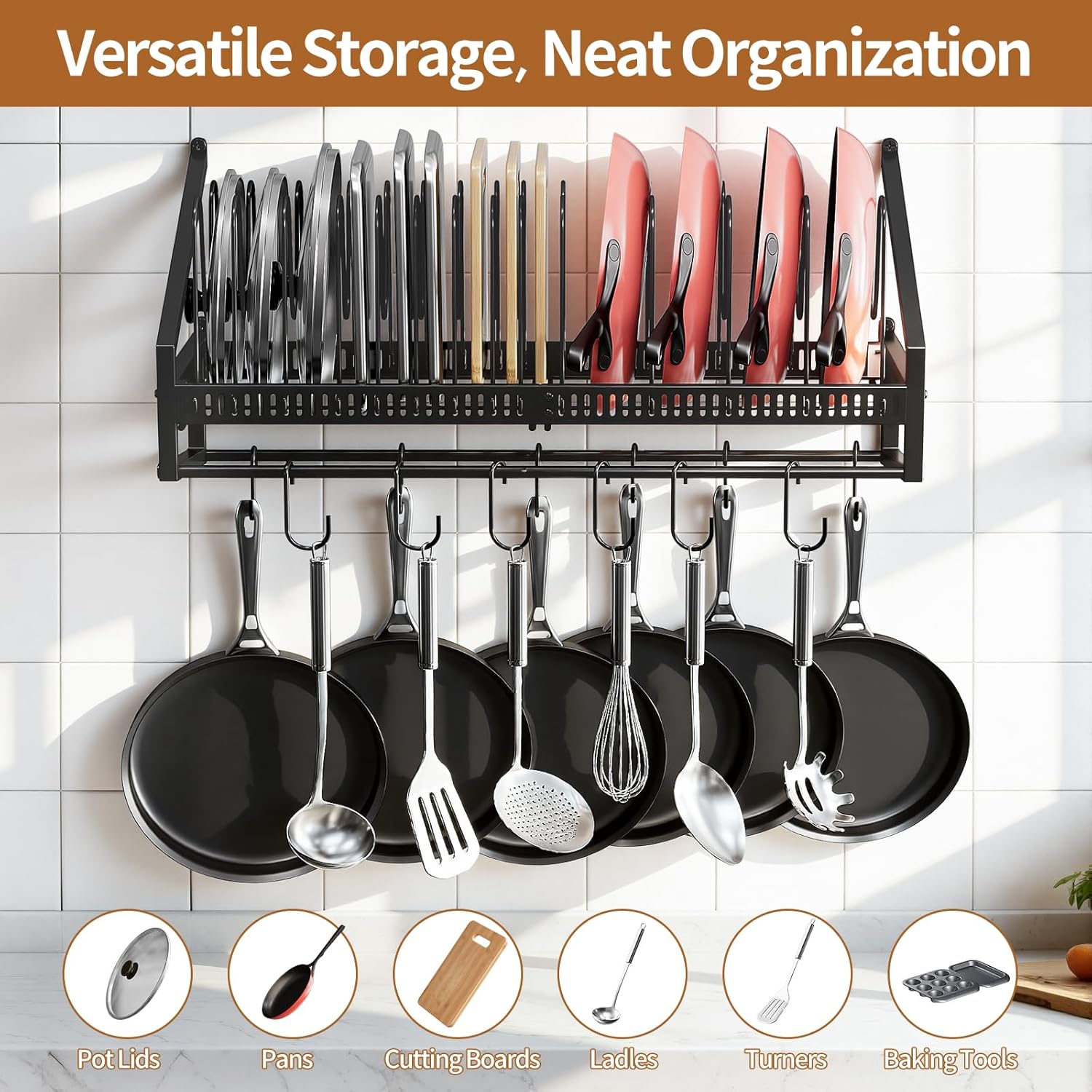 24.8" Wall Mount Pan Lid Rack