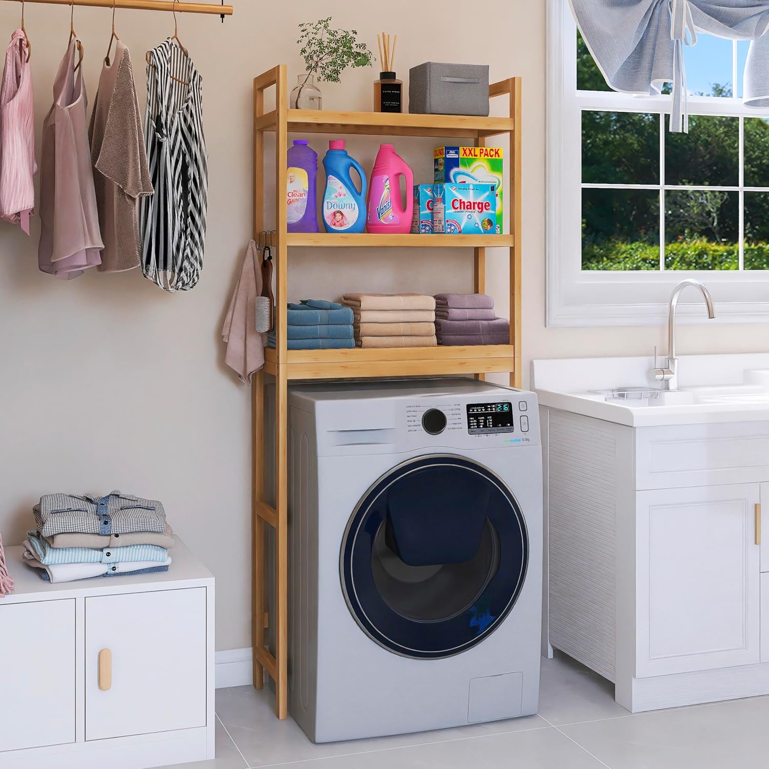 Natural Bamboo Over Toilet Storage Rack