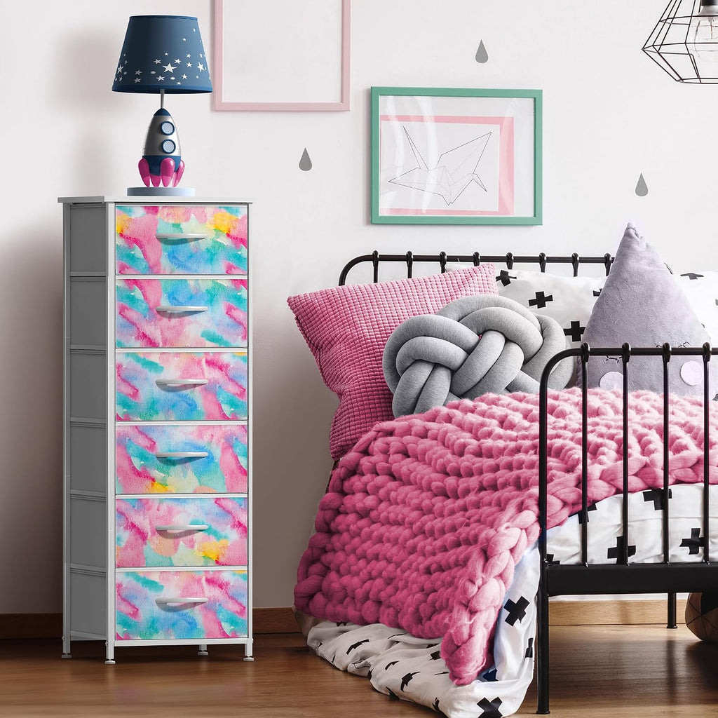 Sorbus Pastel Tie-dye 4-Drawer Storage Tower