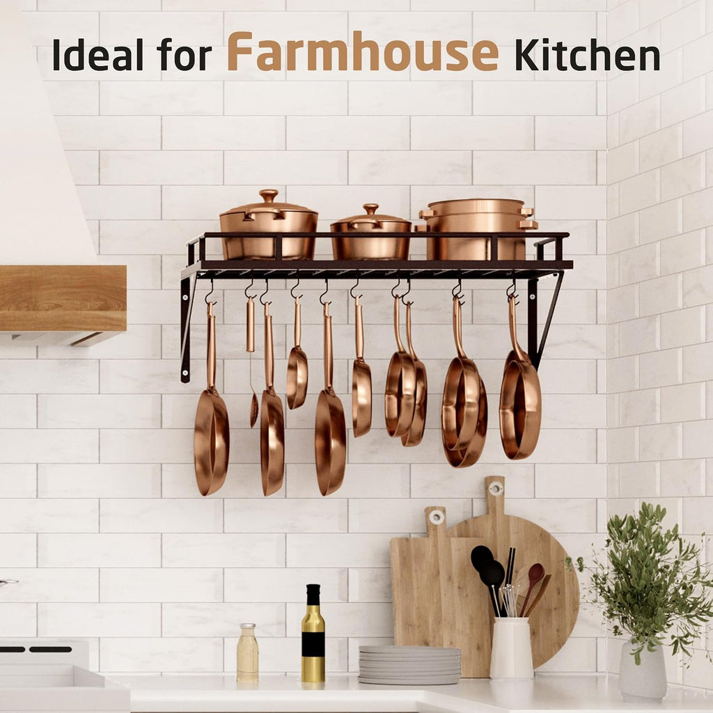 Oiled Bronze 30" Wall Mount Pot Rack