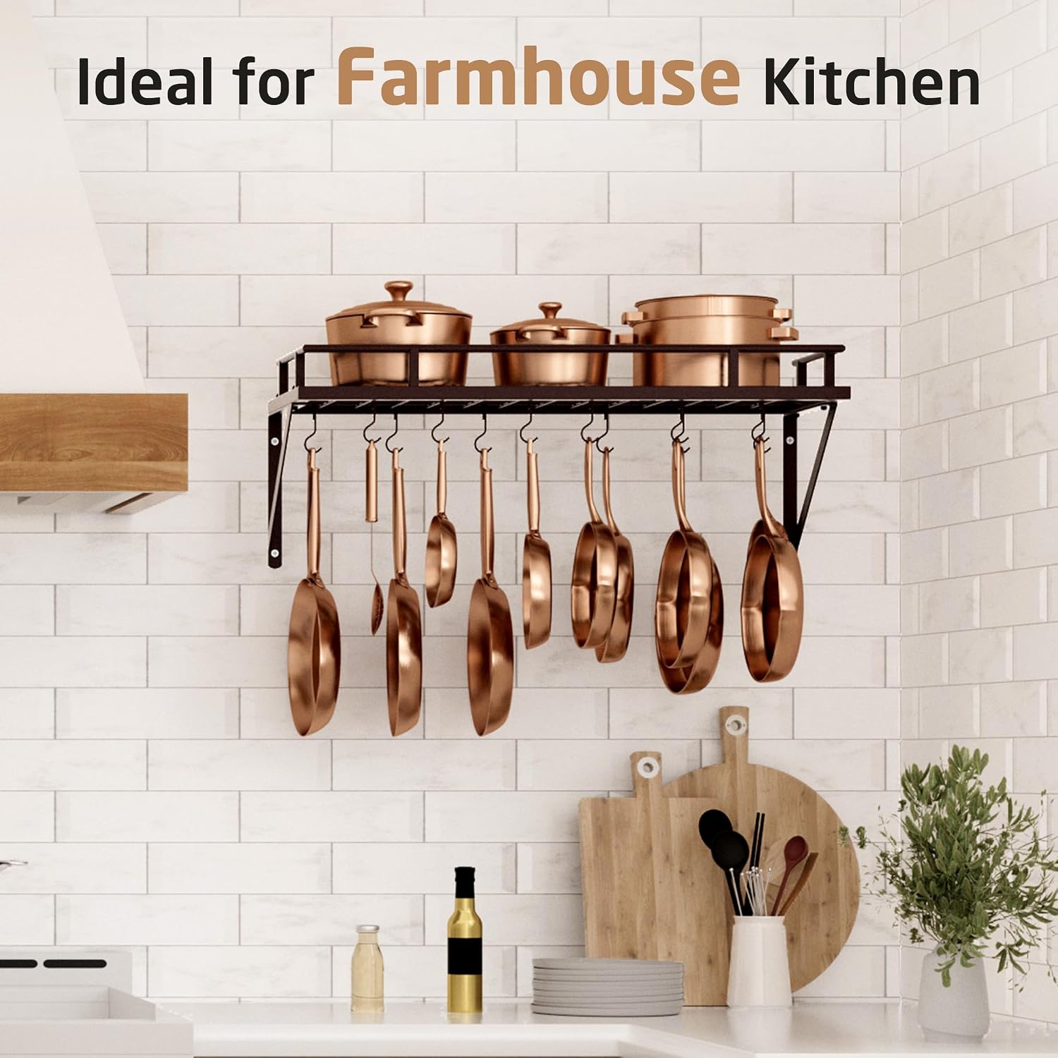 Oiled Bronze 30" Wall Mount Pot Rack
