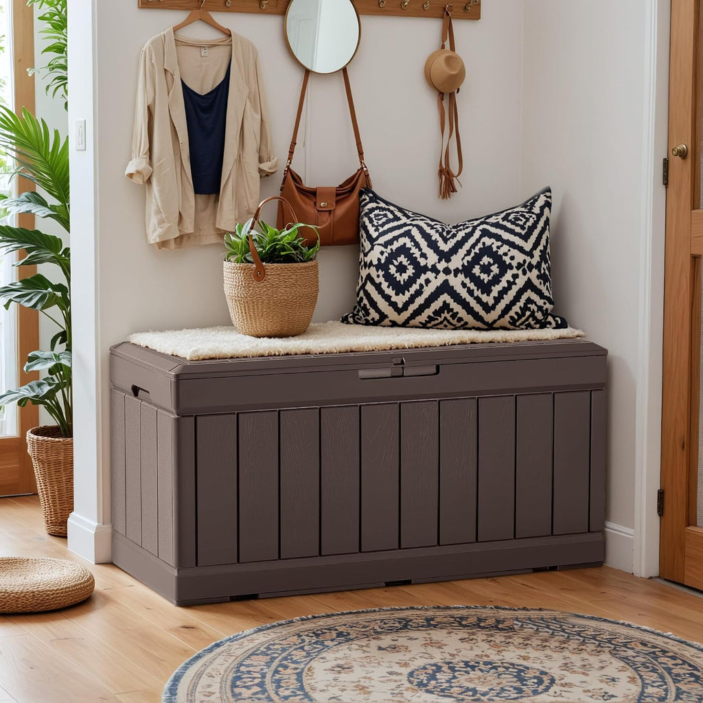 Brown Resin Storage Shoe Bench