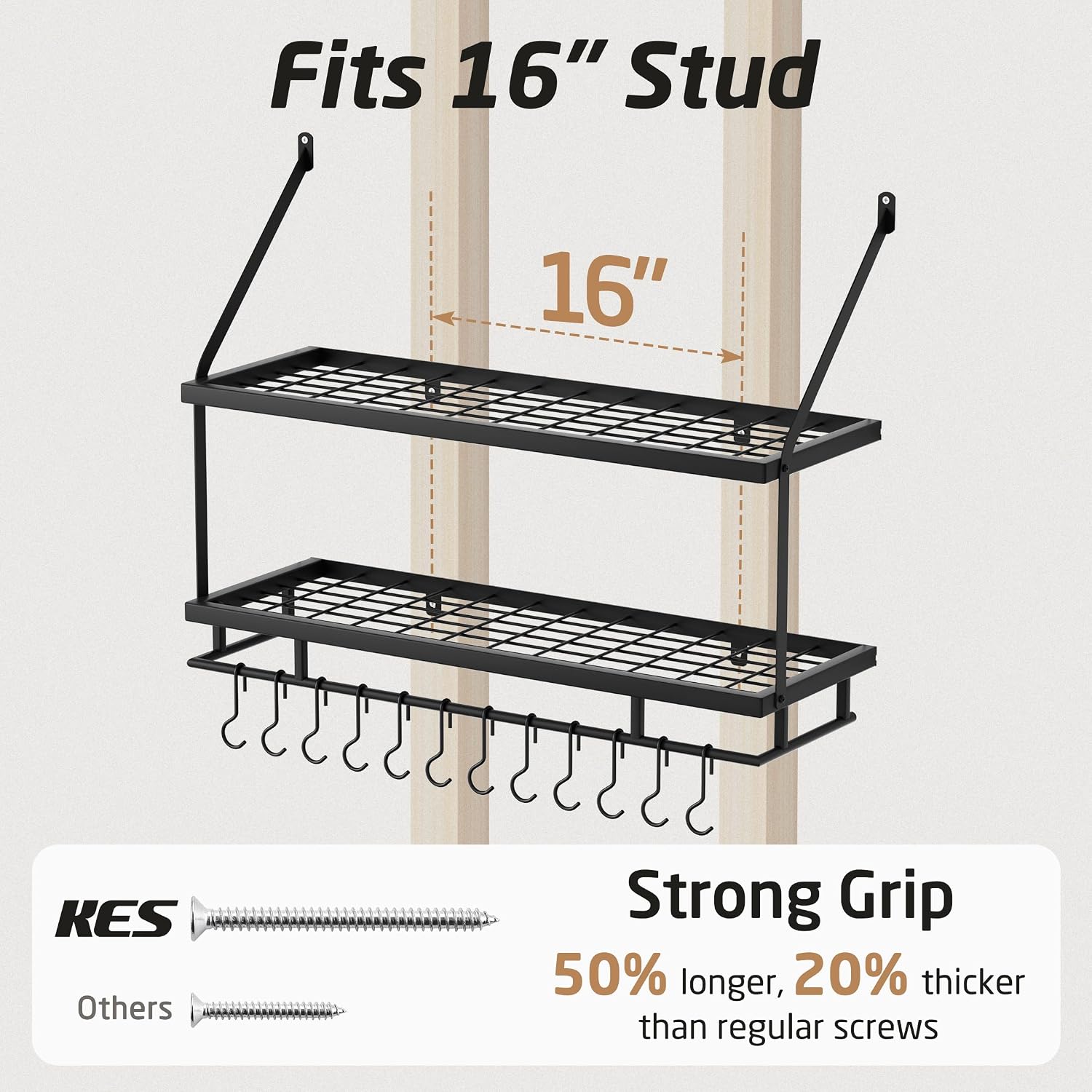 Matte Black 30" 2-Tier Wall Mount Pot Rack