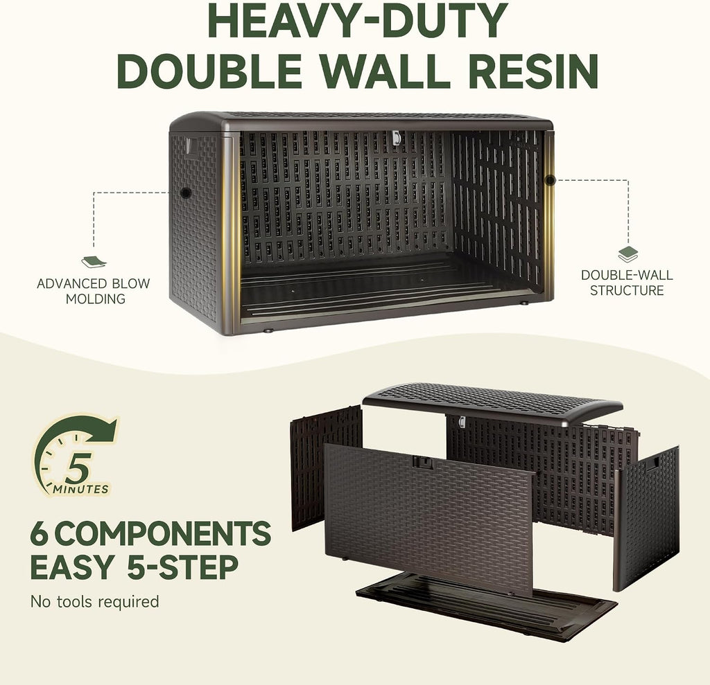 90-Gallon Double Layer Resin Deck Box
