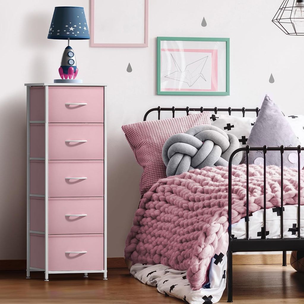 Sorbus Pink 5-Drawer Kids Fabric Dresser