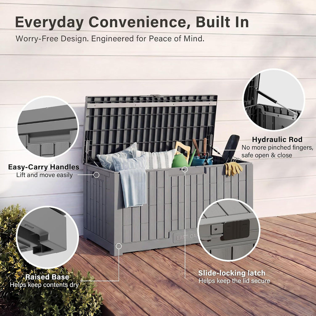 Grey 100 Gallon Resin Deck Box