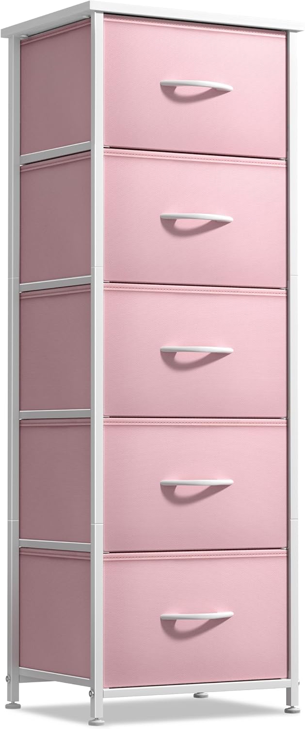 Sorbus Pink 5-Drawer Kids Fabric Dresser