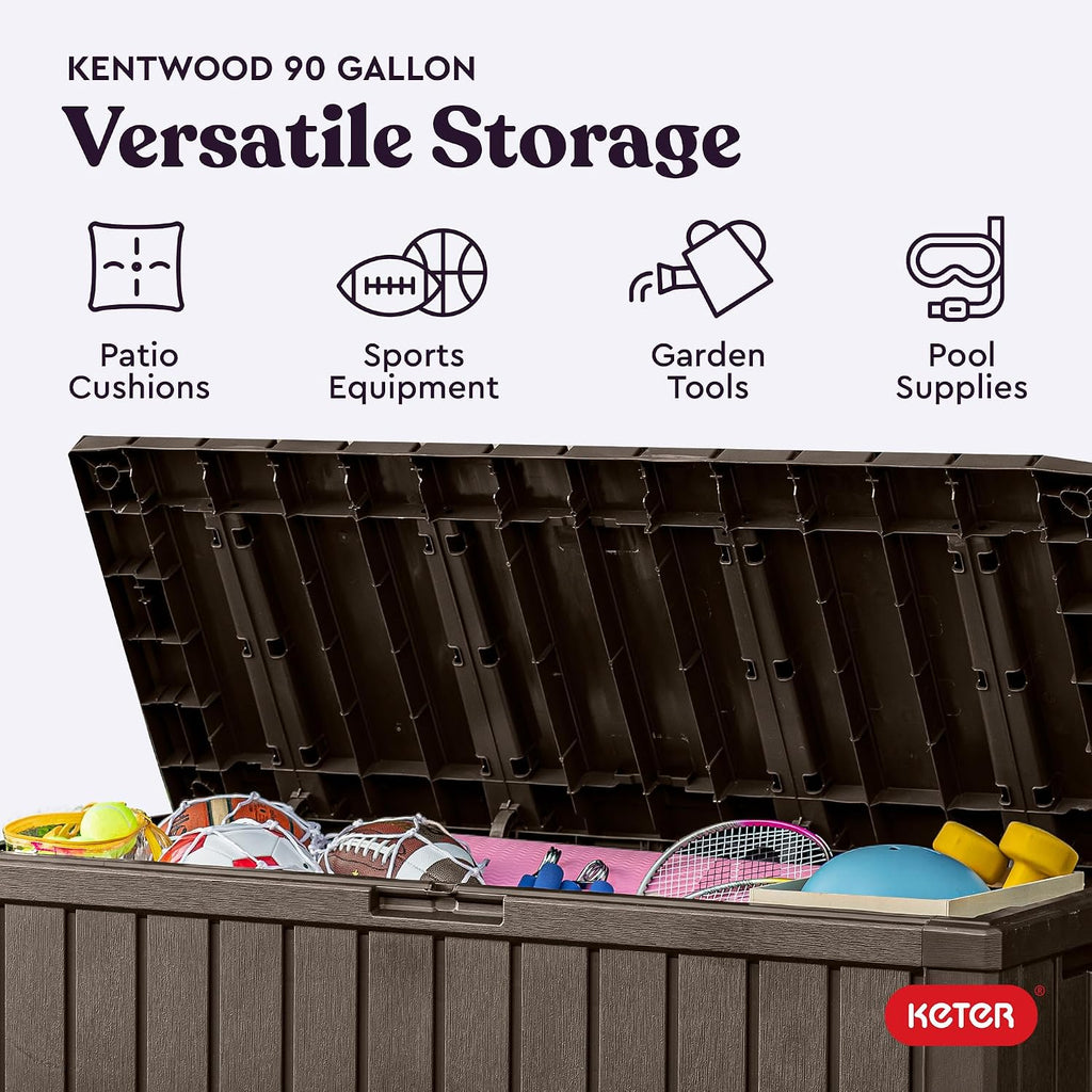 Keter Kentwood Brown 92 Gallon Resin Deck Box