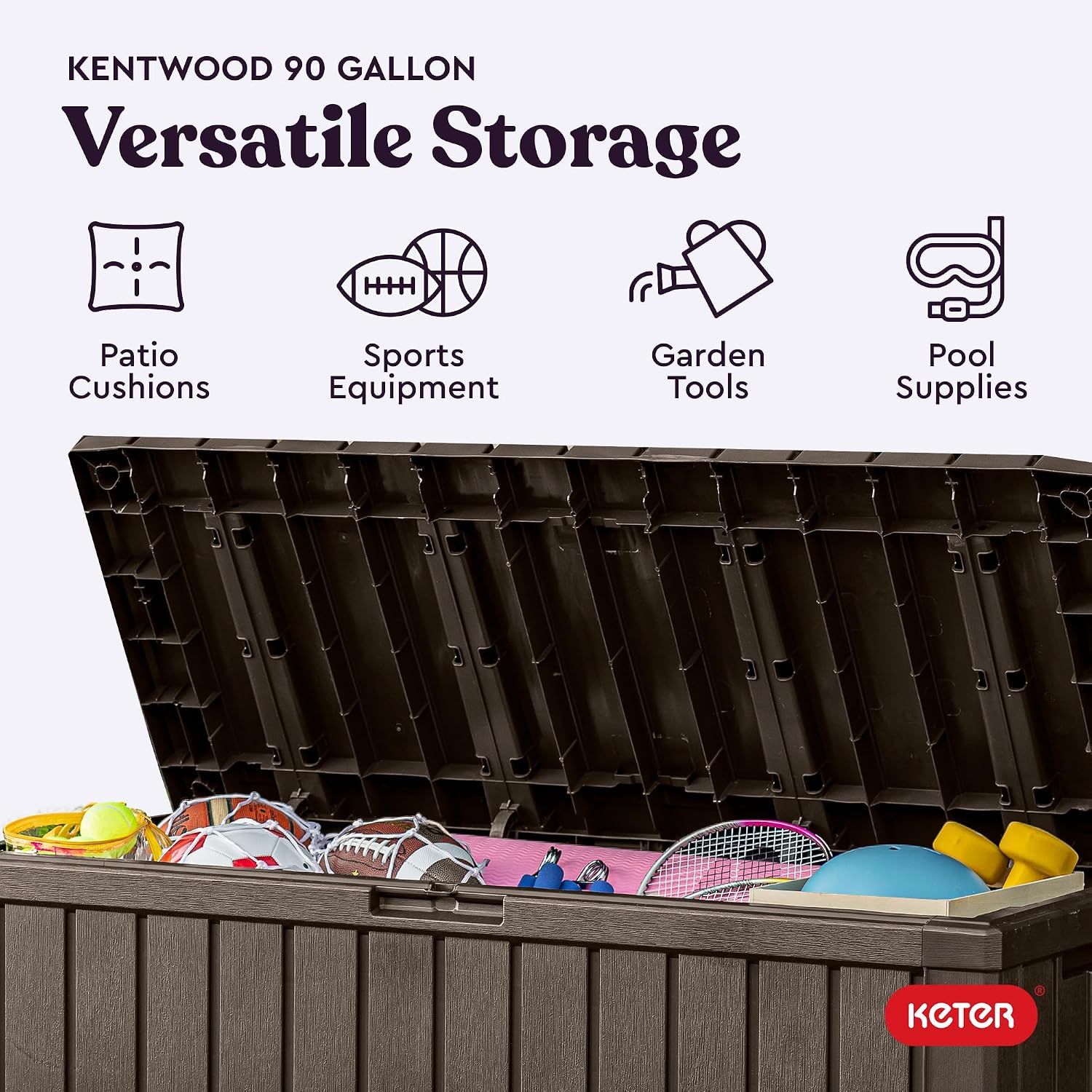 Keter Kentwood Brown 92 Gallon Resin Deck Box