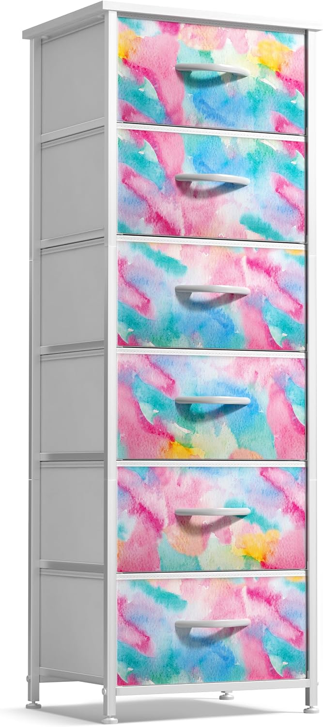 Sorbus Pastel Tie-dye 4-Drawer Storage Tower
