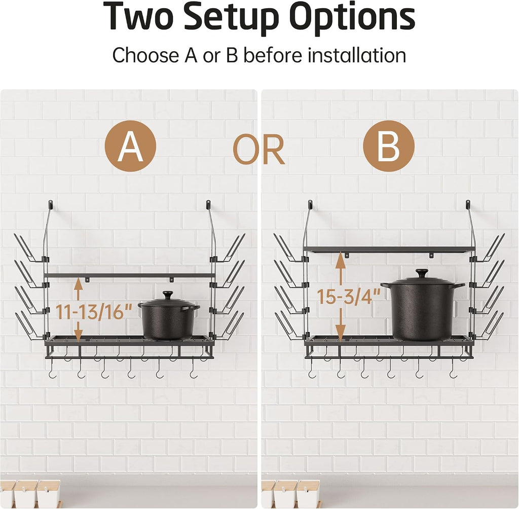 30" 2-Tier Wall Mount Pot Rack