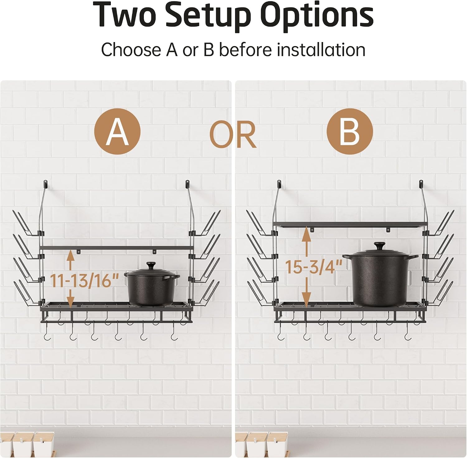 30" 2-Tier Wall Mount Pot Rack