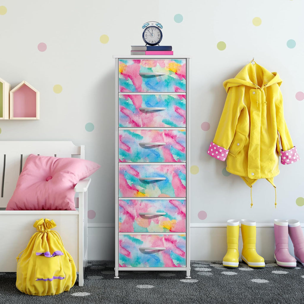 Sorbus Pastel Tie-dye 4-Drawer Storage Tower
