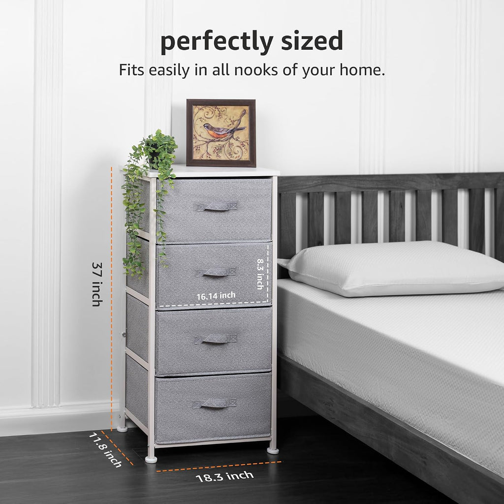 Basics White Fabric 4-Drawer Storage Unit