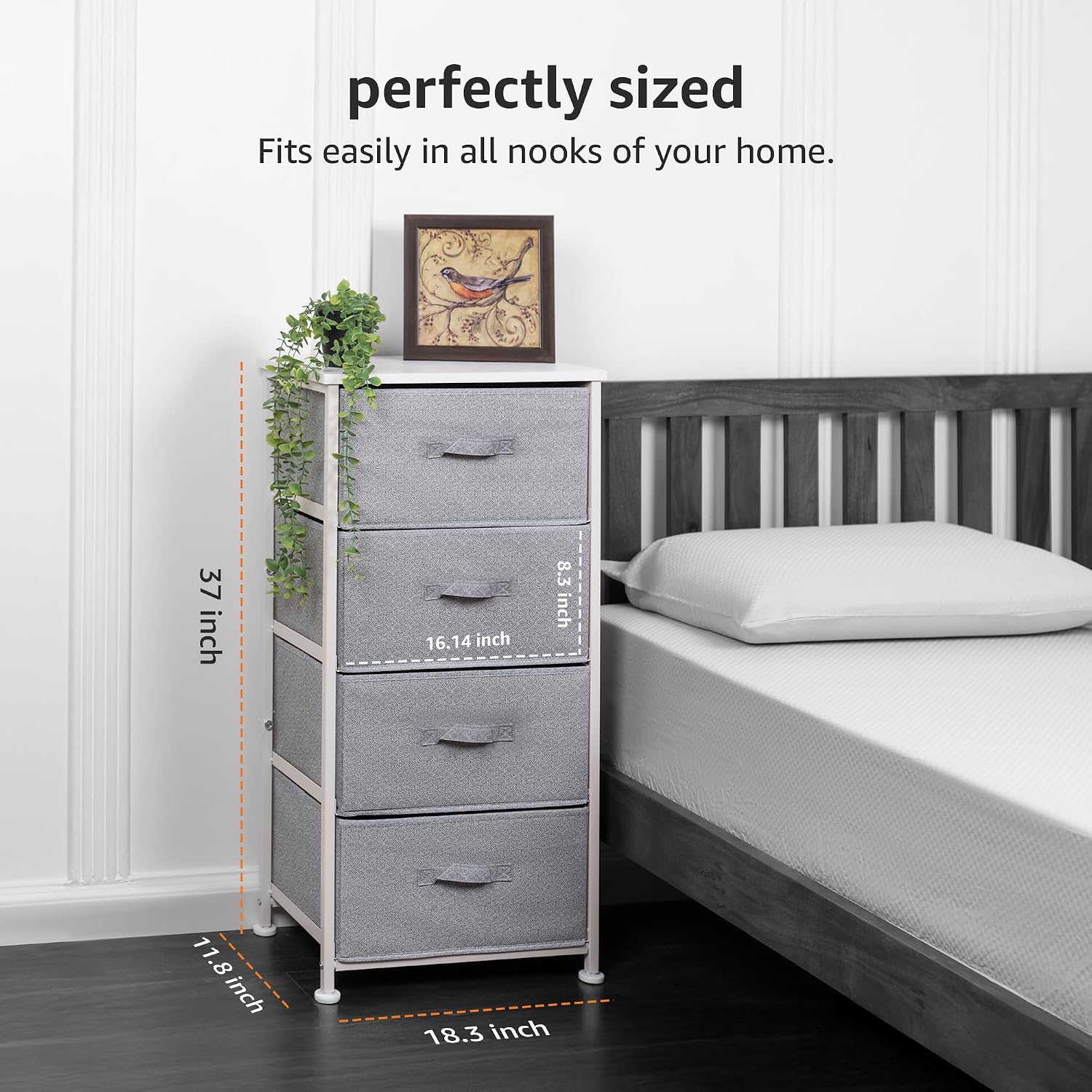 Basics White Fabric 4-Drawer Storage Unit
