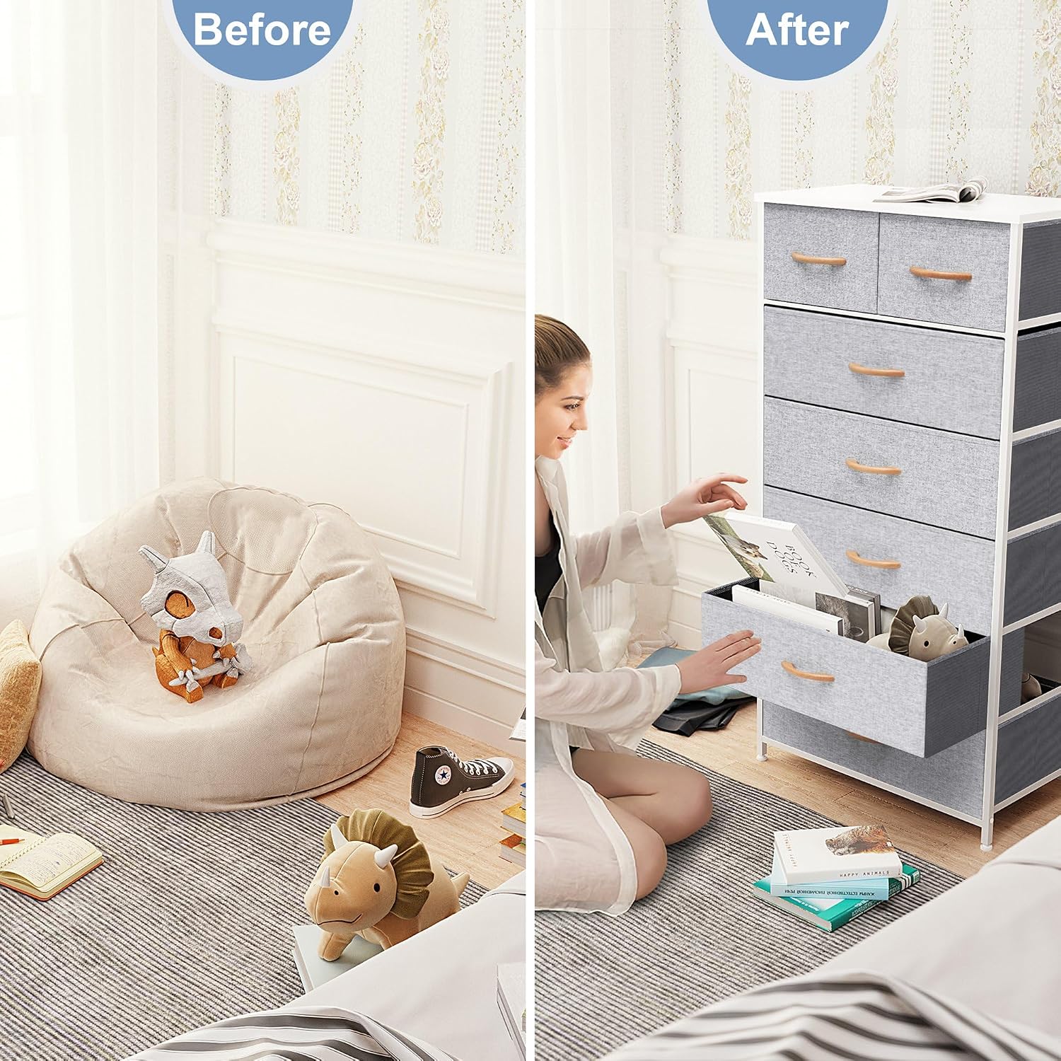 Crestlive Light Gray 7-Drawer Storage Tower