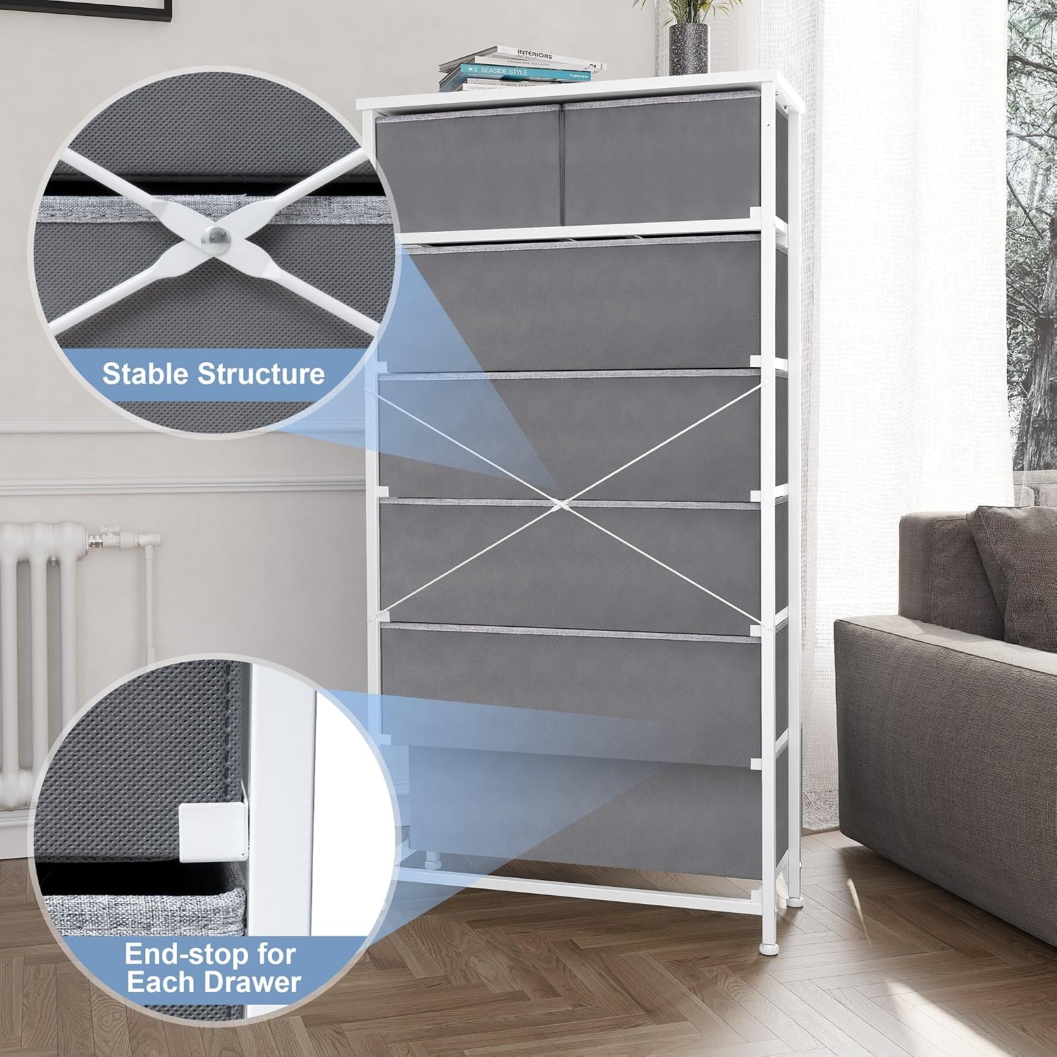 Crestlive Light Gray 7-Drawer Storage Tower