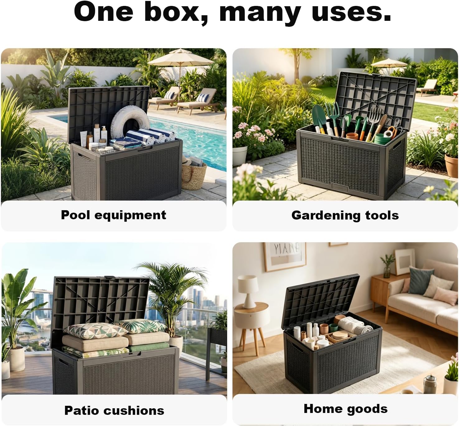 PatioZen Black 100 Gallon Resin Deck Box
