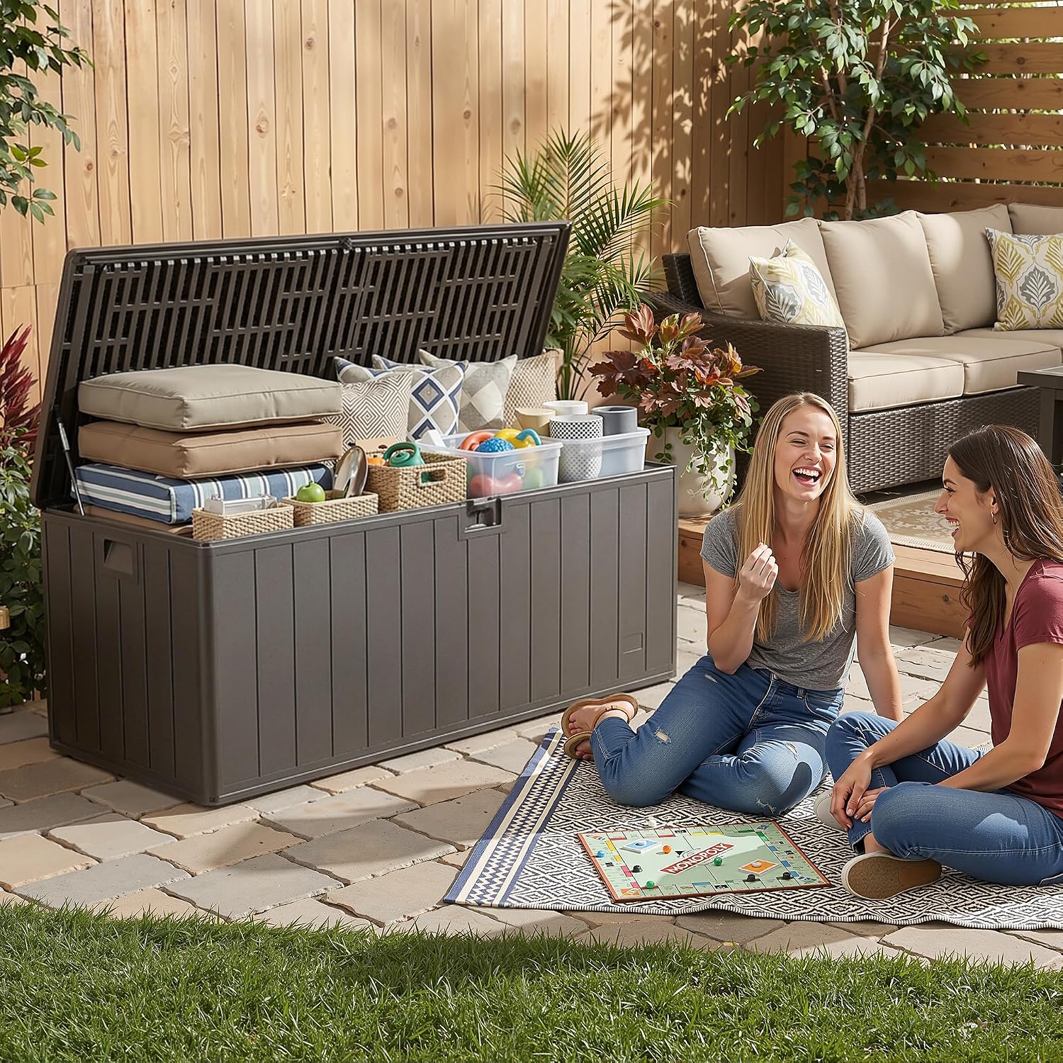 Brown 200 Gallon Resin Deck Box