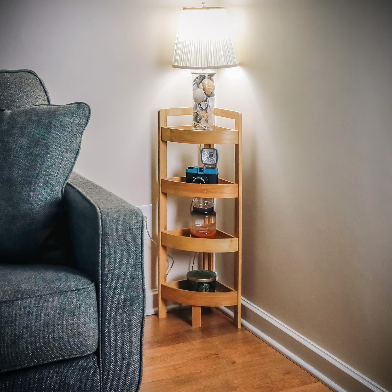 4 Tier Bamboo Corner Shelf