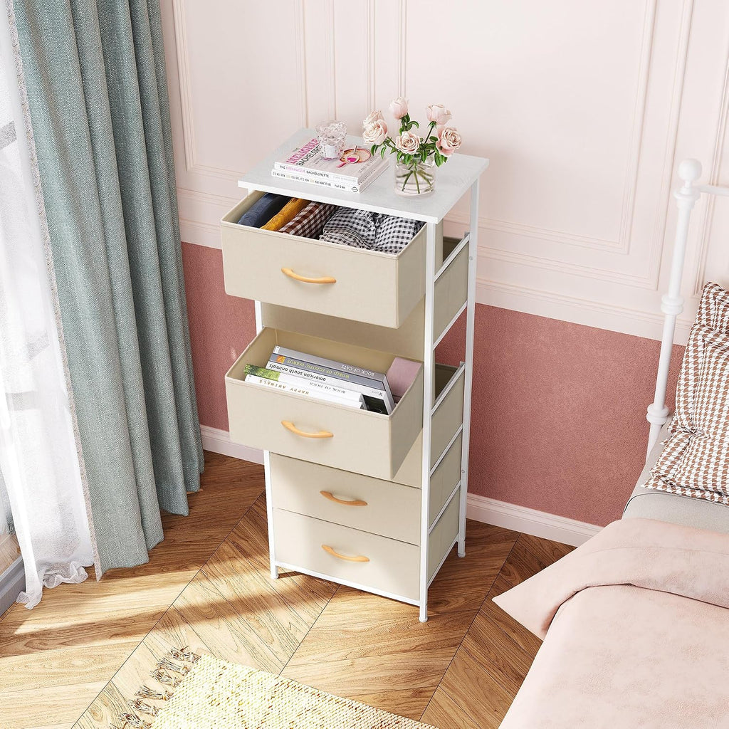 Crestlive Beige 6-Drawer Tall Storage Tower