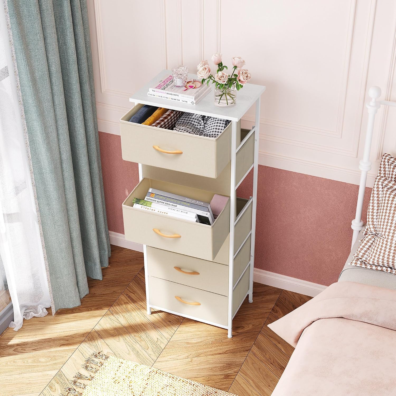 Crestlive Beige 6-Drawer Tall Storage Tower