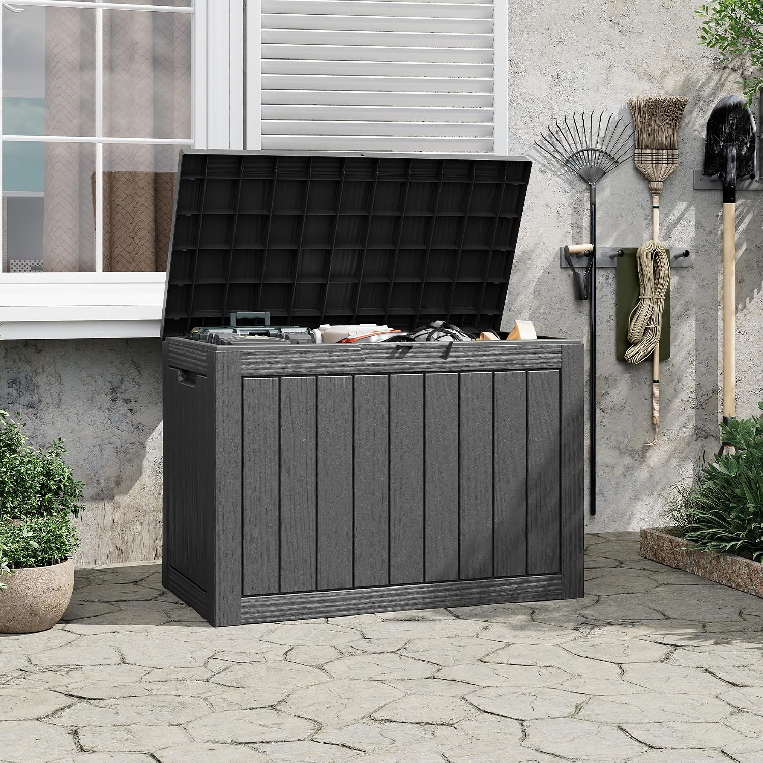 Black 45 Gallon Resin Deck Box