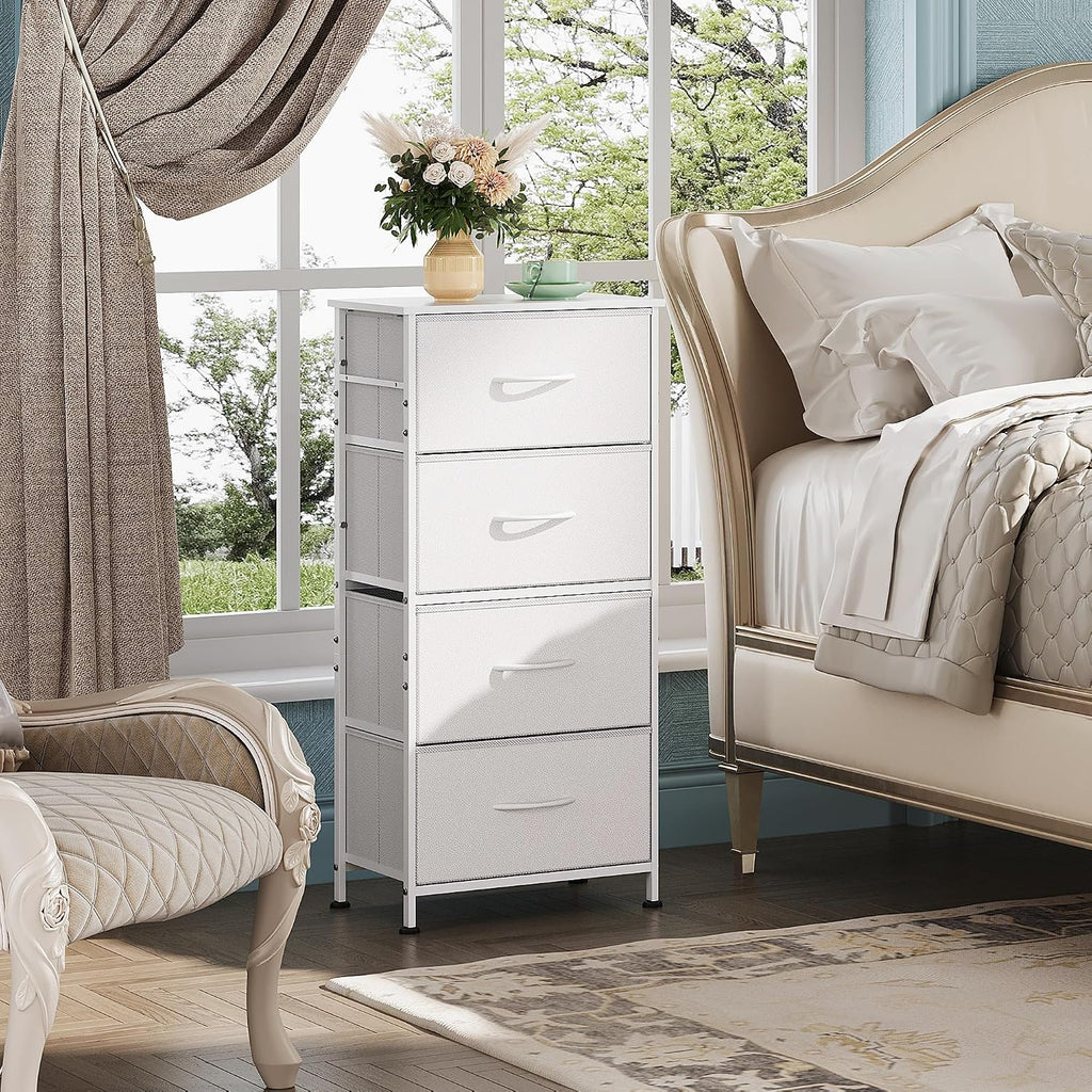 White 4-Drawer Fabric Dresser